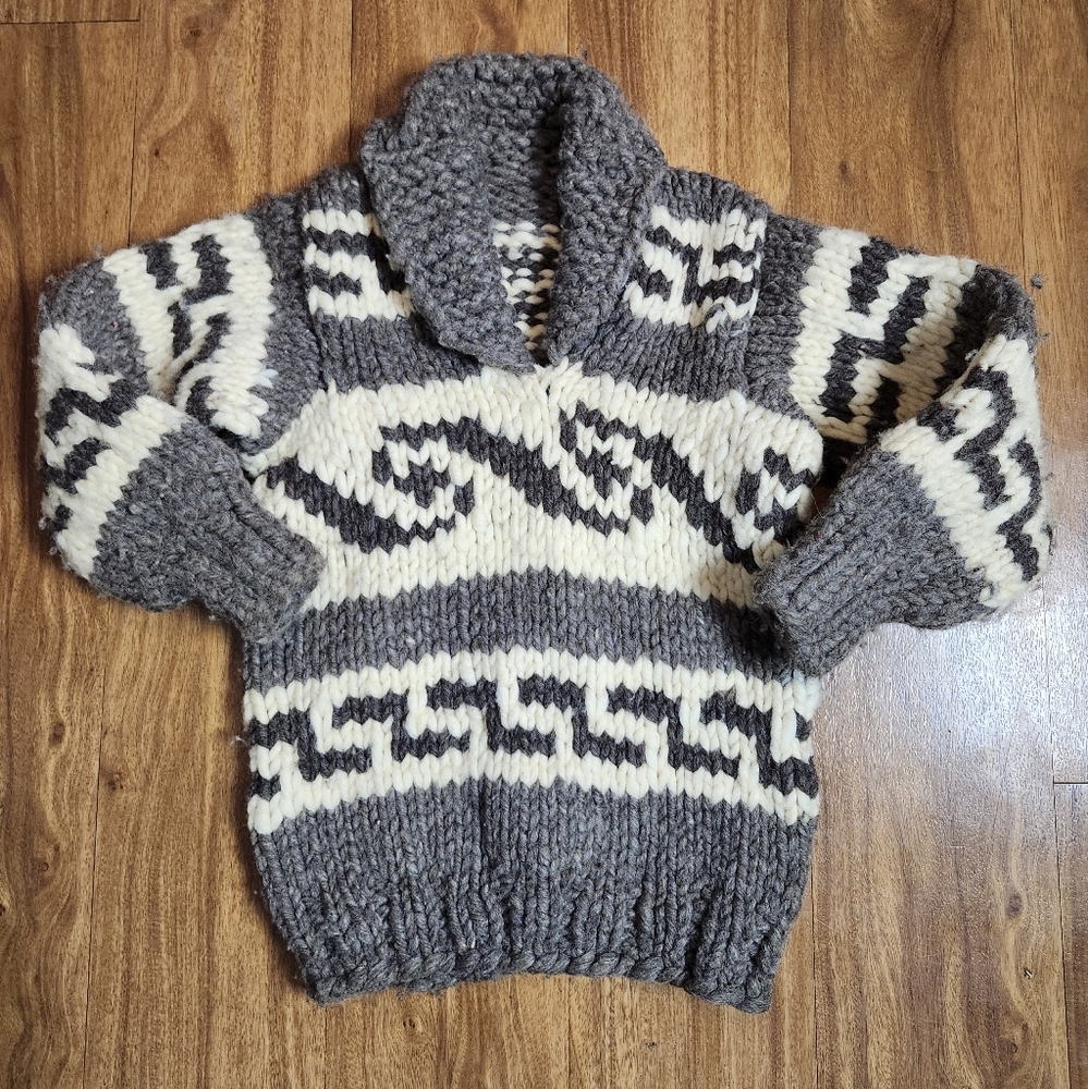 Vintage Handmade Cowichan Wool Sweater Canada